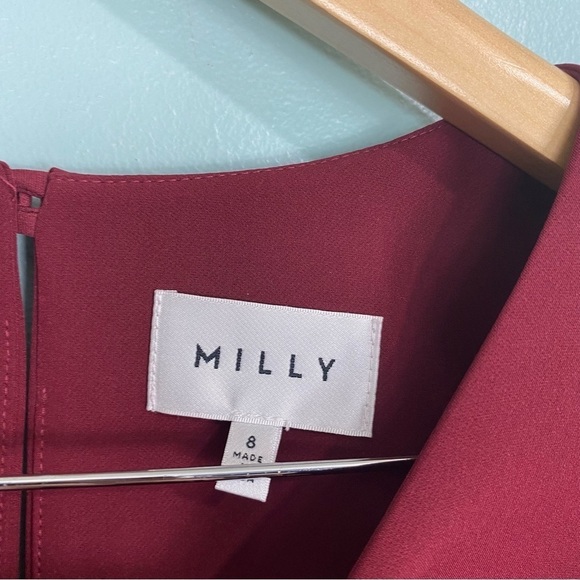 Milly Bell Sleeve Dress‎ Wine Burgundy Mini Sz 8 - Picture 2 of 4